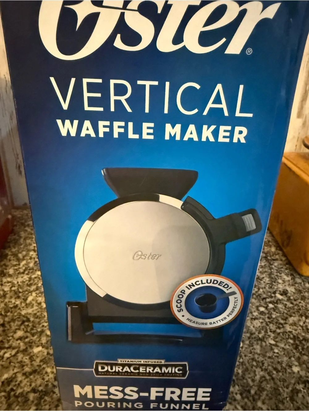 Oster Silver and Black Vertical Waffle Maker